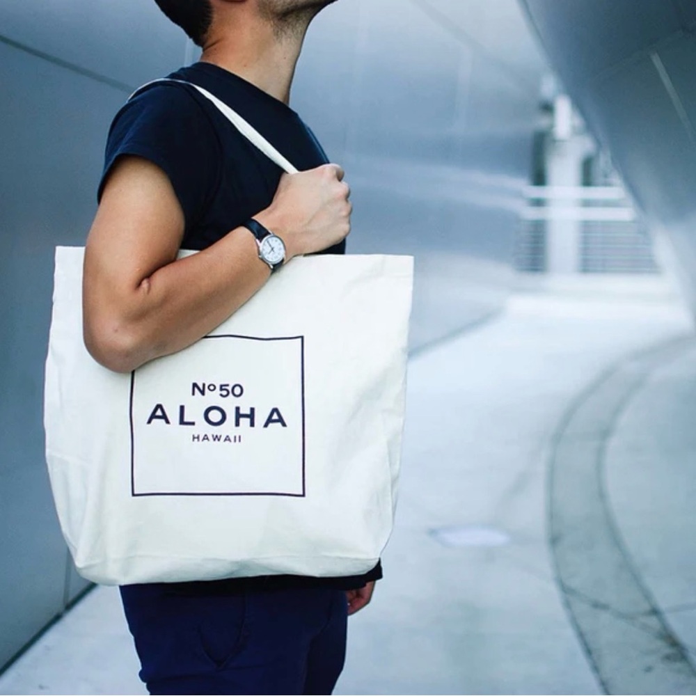 Aloha No. 50 Tote Bag - Natural Canvas NWT